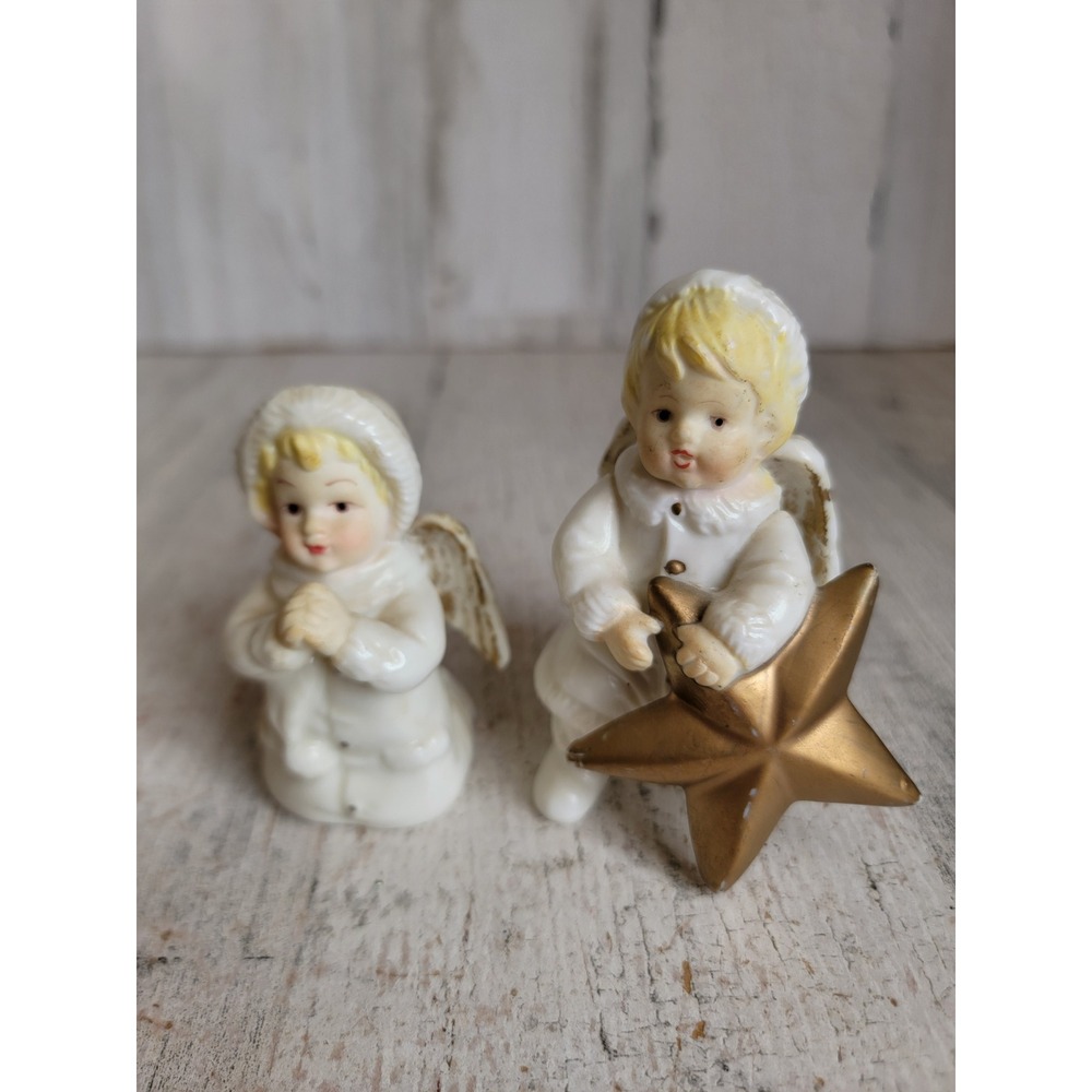 Grandeur Noel angel pray vintage star Cherub religious home decor figure set